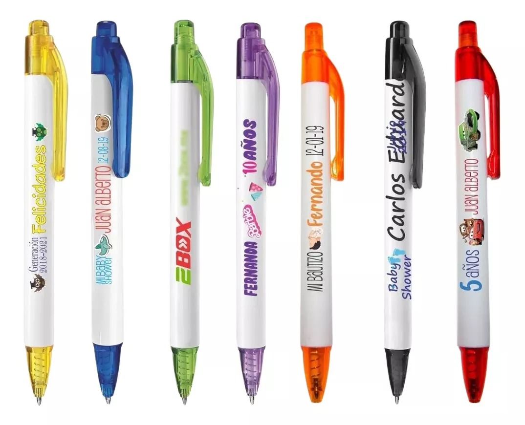100 Boligrafos, Plumas Impresas A Todo Color Personalizadas